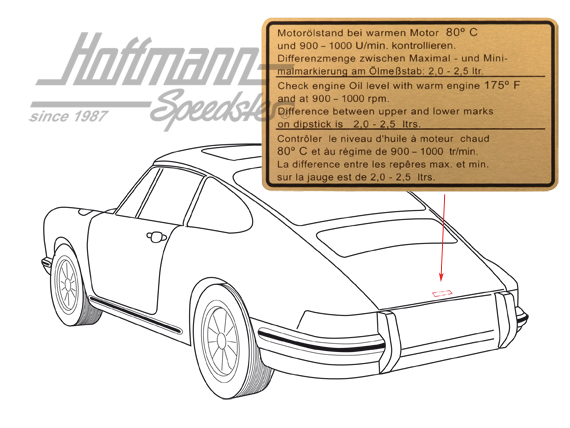 Autocollant "Niveau d'huile, 911 SC, .78-.80                                                        