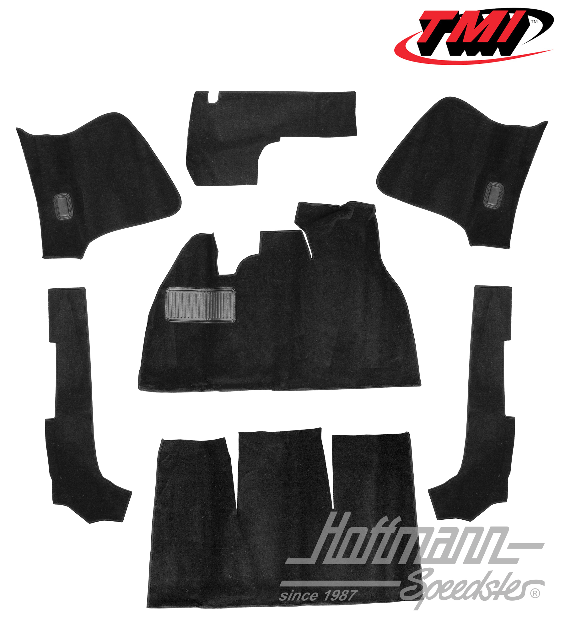 Kit moquettes, Cox Cabriolet, velours, noir, 8.55-7.68 | 34-F1318-801 | 055-7611