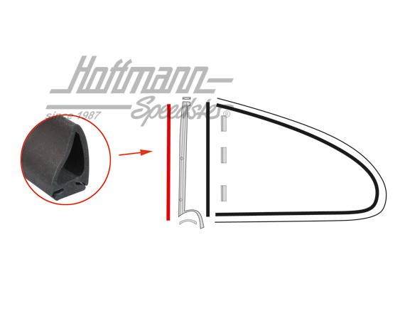 Joint, vitre de porte / déflecteur, 59-66 | 143 847 341 AE | 060-0406