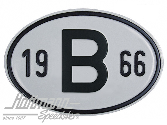 Plaque de nationalité "B", alu, avec année "1966" |  | 020-2397-66