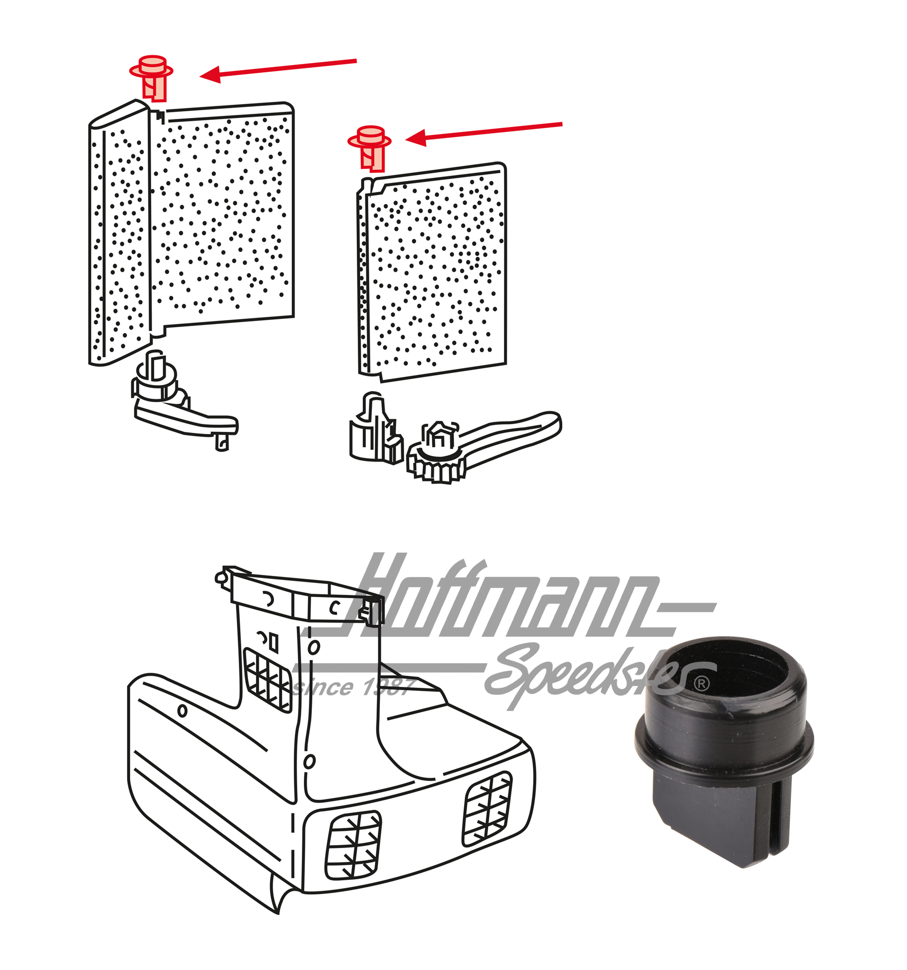 Support, en haut, volet de chauffage, Golf 2/3 | 191 819 135 | 208-1544-30