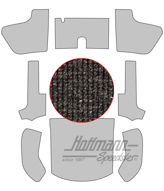 Kit moquettes, Cabriolet, 56-64, fil poils, anthracite |  | 026-5041-02