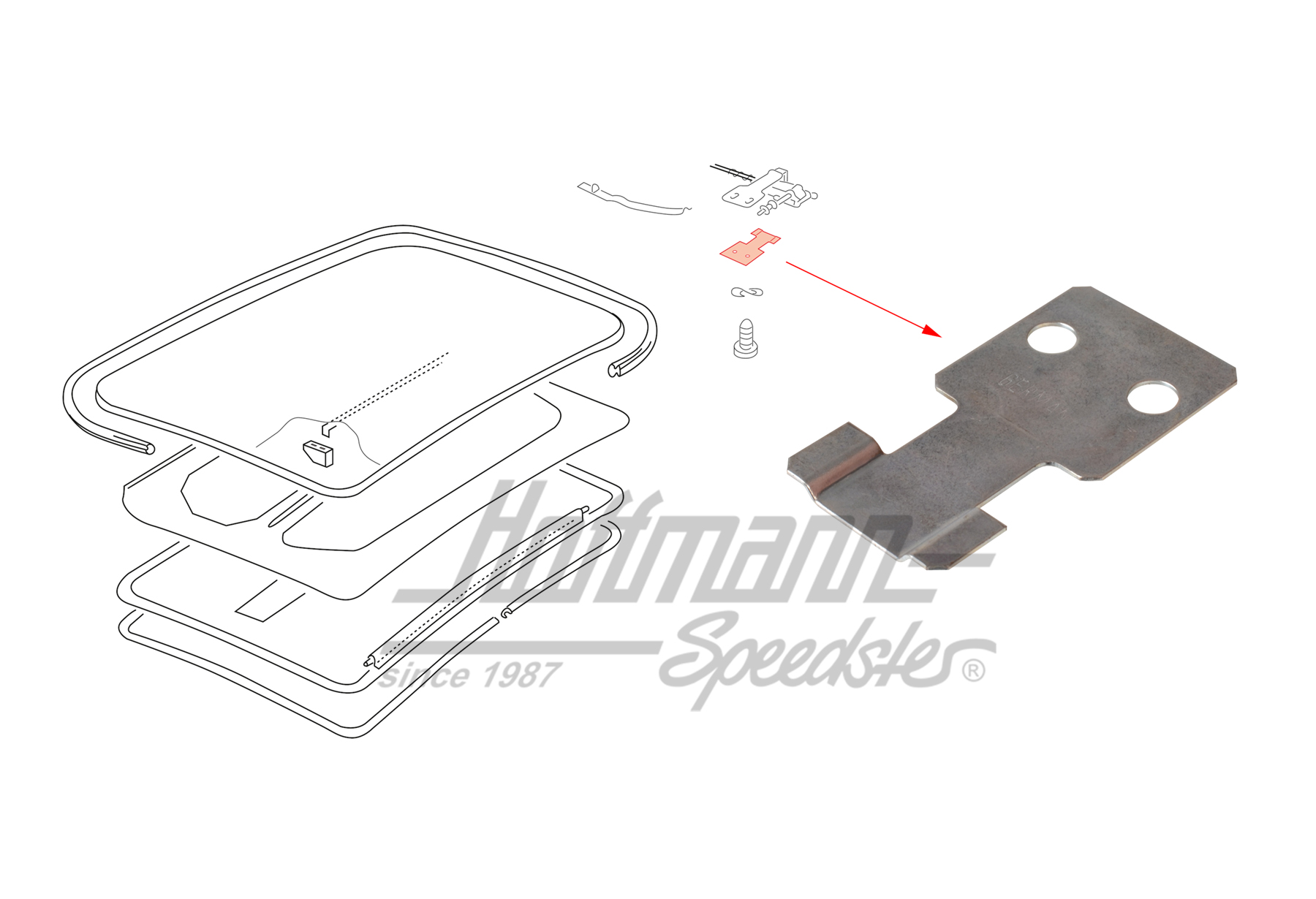 Plaque de suppport, tirette à câble
, Cox 1303/Golf/Type 3/4 | 411 877 489 | 020-5498-43