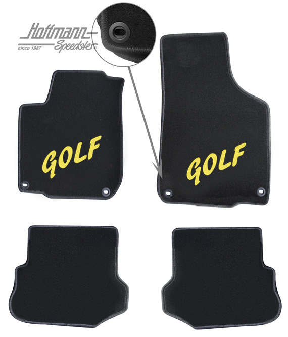 Tapis de sol, Golf 4, 4-pièces, noirs/jaunes |  | 200-6174