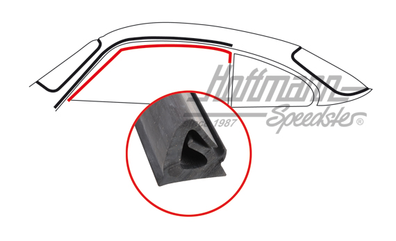 Joint, vitre de porte, Coupé, 65-71 | 143 845 211 A | 060-0402