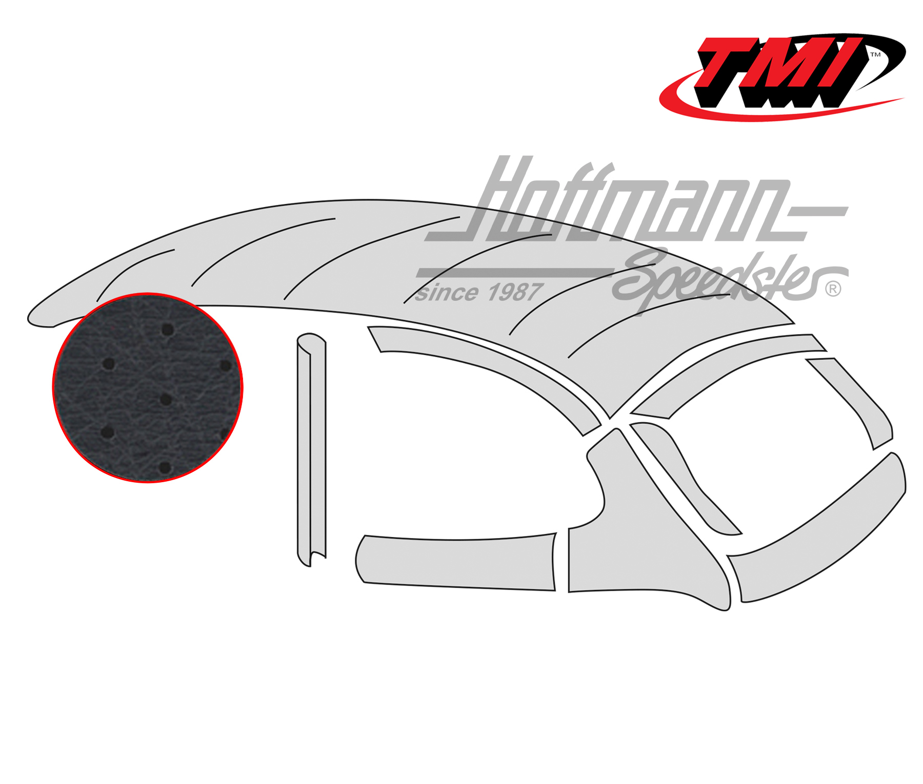 Ciel de toit avec toit pliant, style origine, perforé, noir, 8.54-7.56 | 20-1107-45 | 055-7199-20