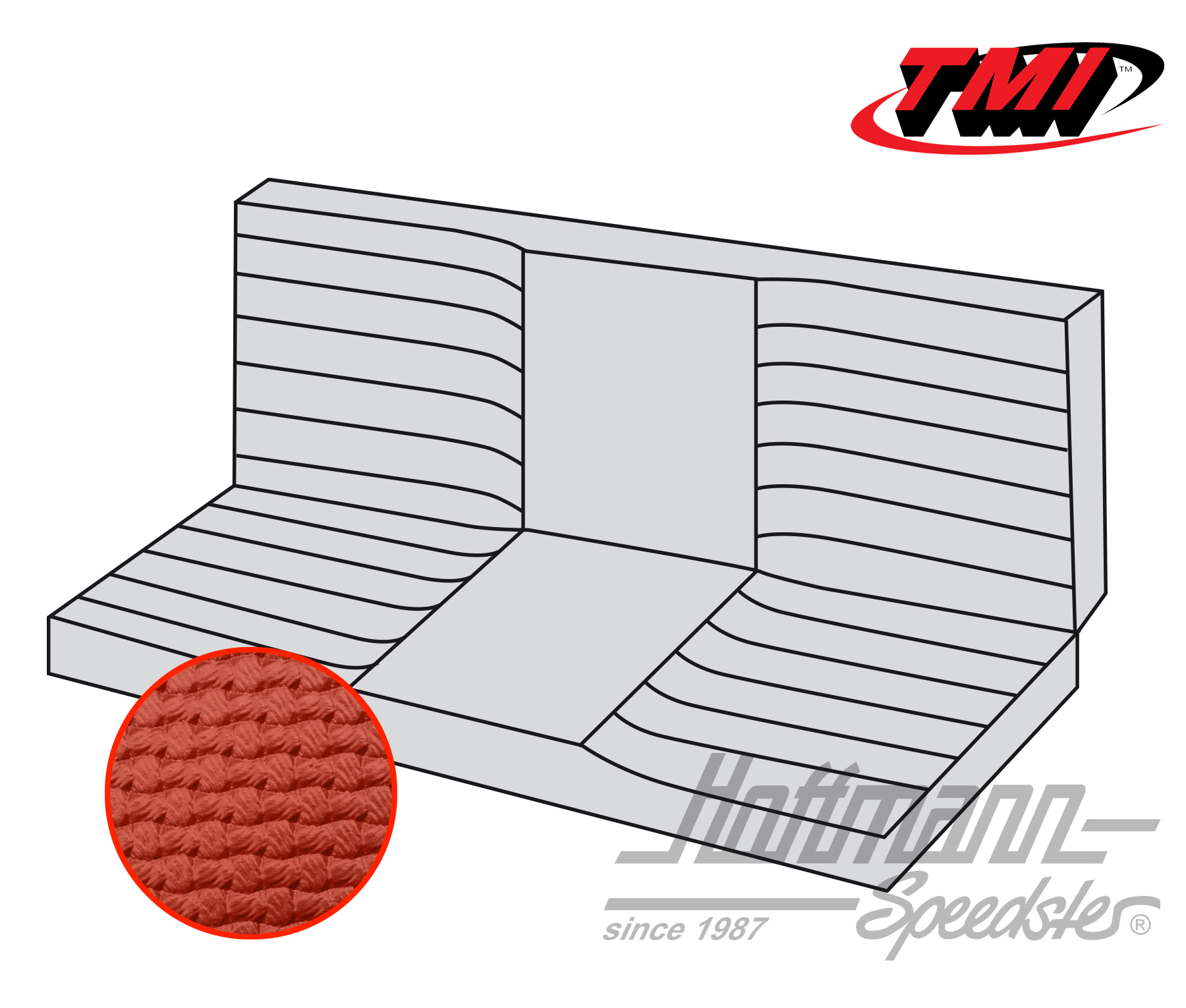 Housse de banquette, Karmann Ghia Cab., 71-74, rouge | 43-1612-07 | 066-0085-10