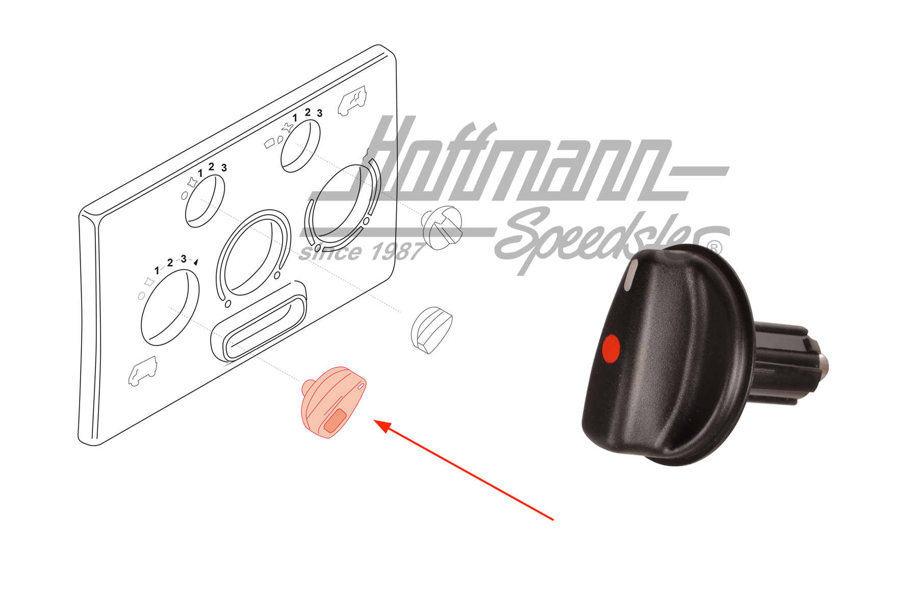 Bouton, commande de chauffage, Bus T4, 1.96-6.03 | 701 819 129 A 01C | 408-5620-10