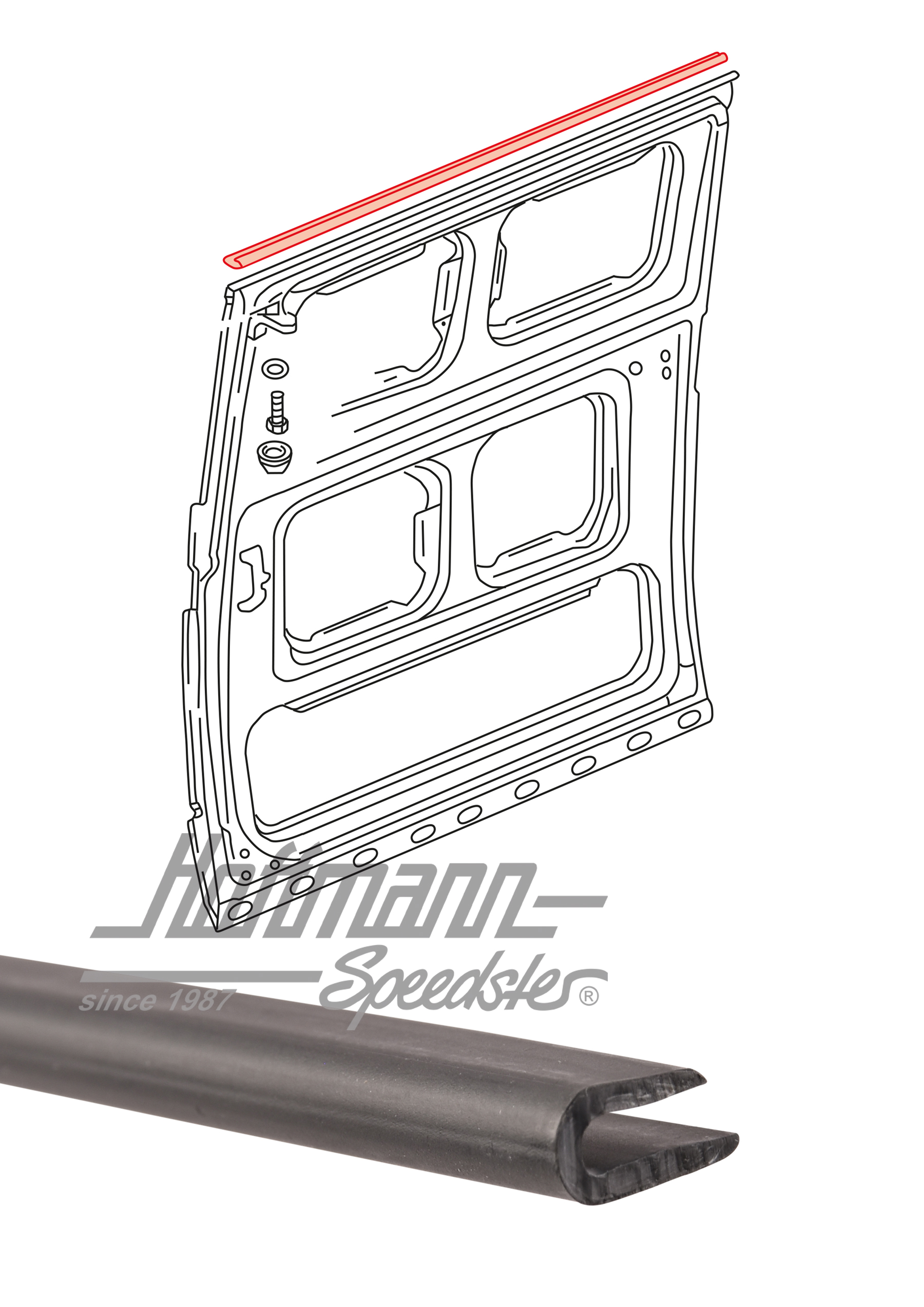 Baguette couvre-joint, porte coulissante en haut, Bus T3 | 251 843 178 | 350-2710