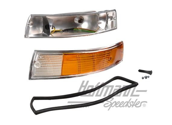 Clignotant, blanc/jaune/chromé, 65-71, gauche                                                       