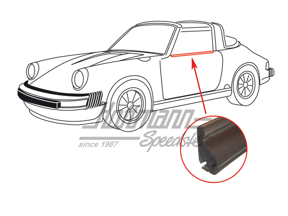 Joint, vitre de porte, Targa/Cabriolet, gauche                                                      