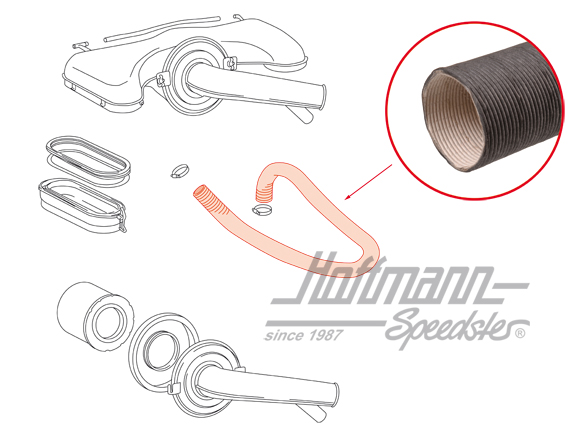 Tuyau de chauffage, 911/912, carburateur | 901 108 291 00 | 530-1280