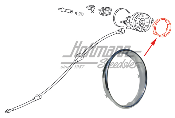 Enjoliveur de compteur, standard, anodisé argent | 113 957 371 EC | 020-2063