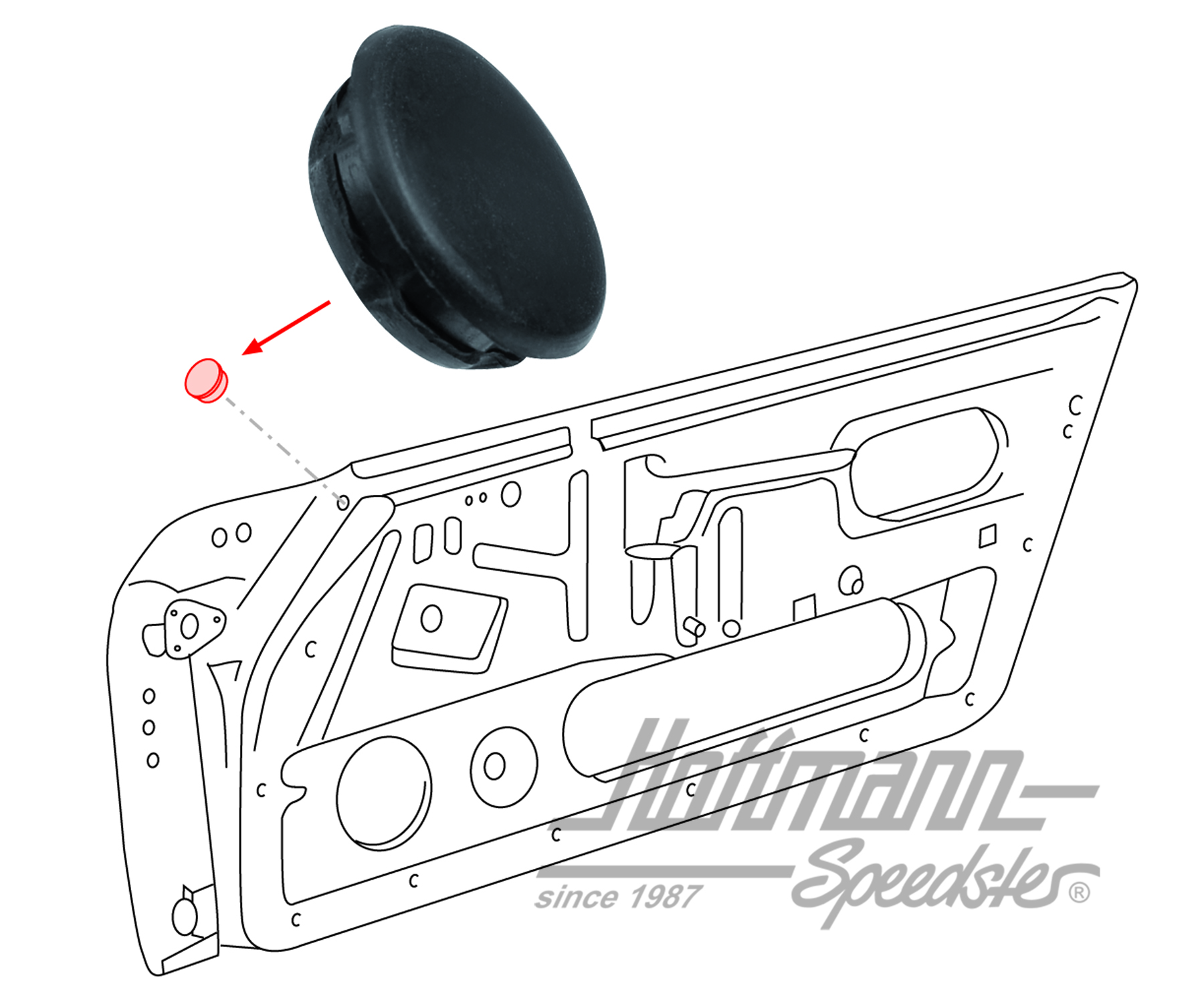 Bouchon d'étanchéité, porte, 911/912, noir (5 pièces)                                               