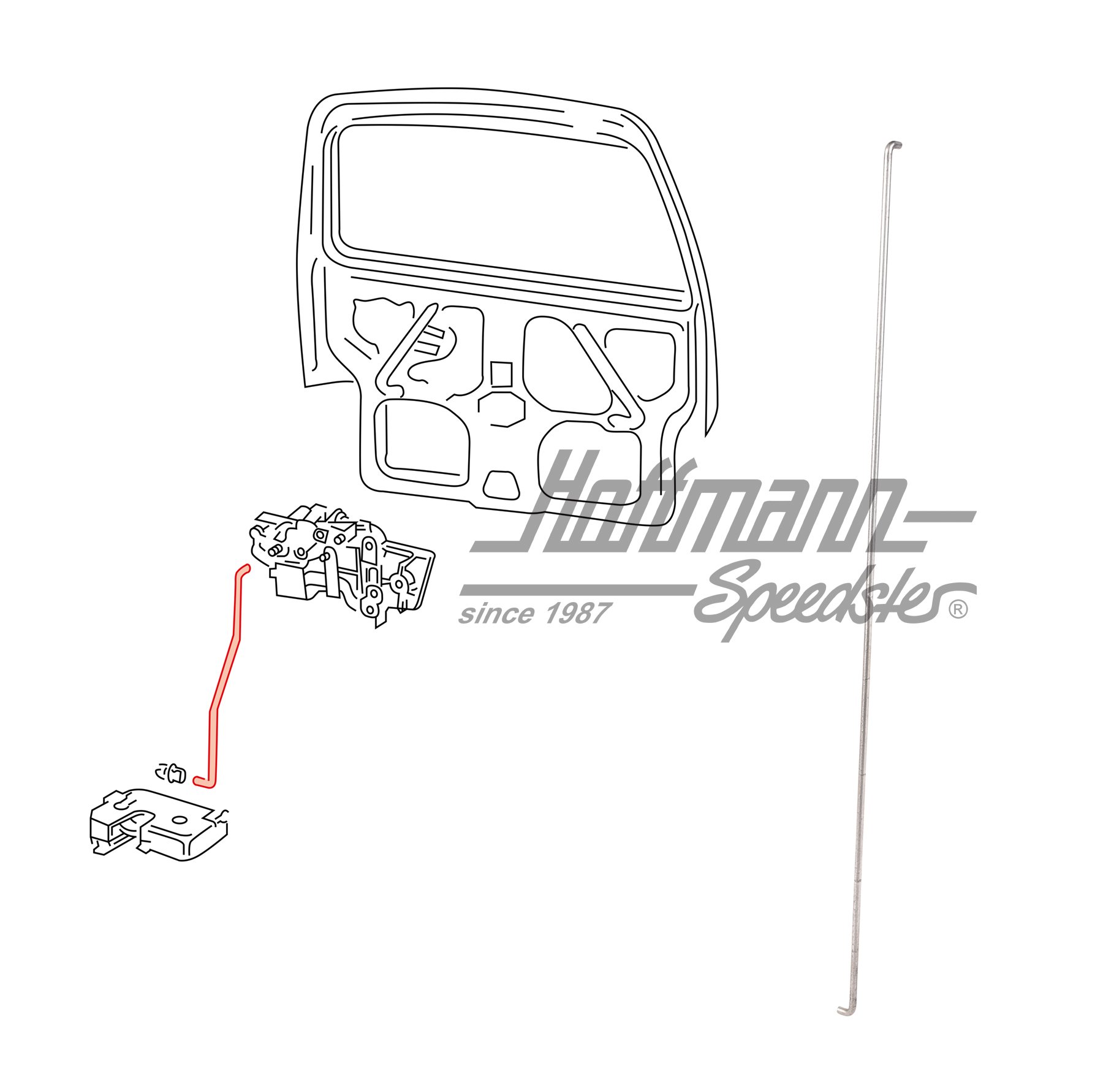 Tirant, serrure de hayon arrière
, Bus T4 | 705 829 218 A | 408-1046-33
