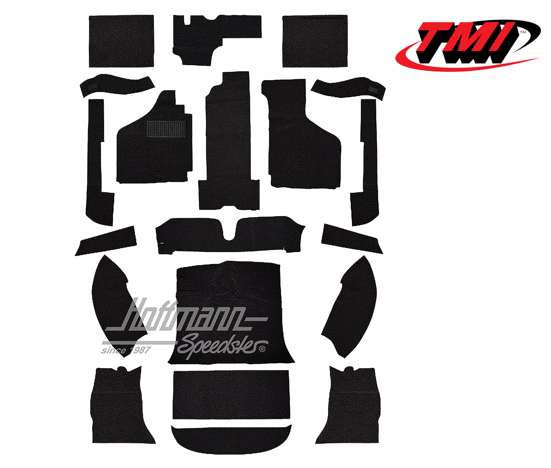 Kit moquettes, Karmann Ghia Coupé, -7.68, noir | 34-F1522-801 | 066-0040-50