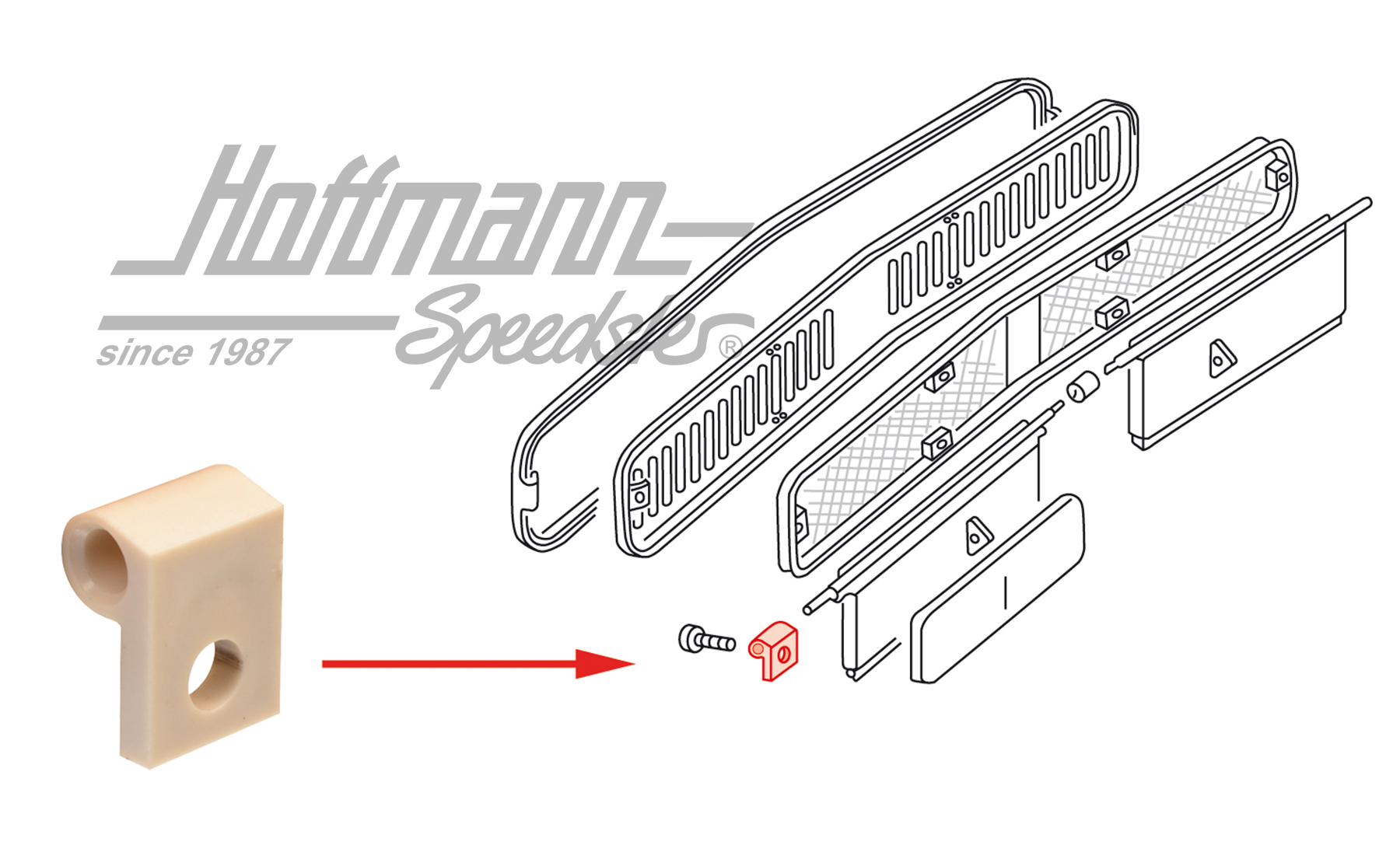 Cadre support, volet d'air frais, avant, Bus T2 | 211 259 159 | 090-1302