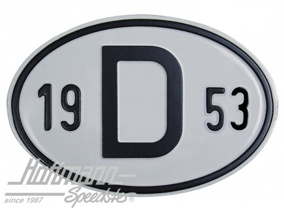 Plaque de nationalité "D", alu, avec année "1953" |  | 020-2396-53