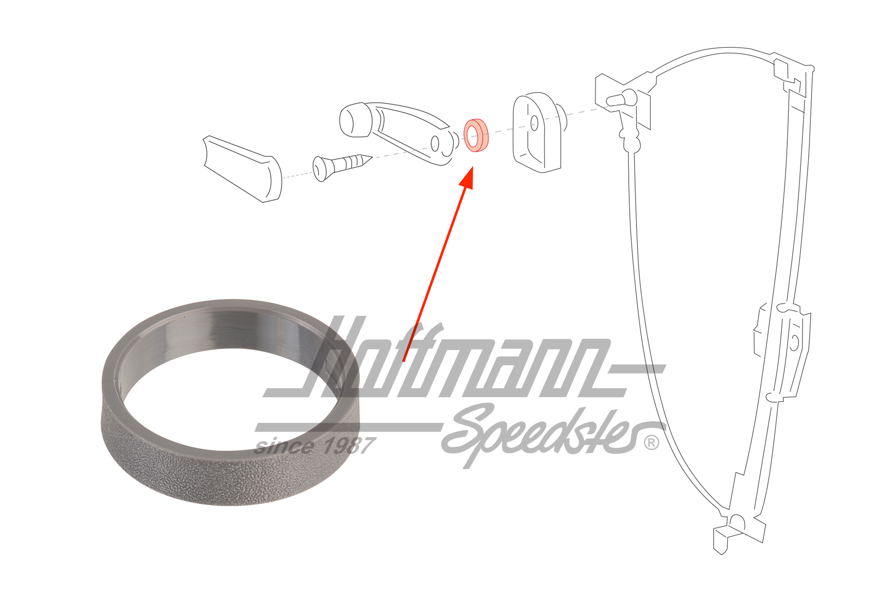 Support, manivelle de vitre, 9.90-7.95, gris clair | 701 837 595  9XK | 408-1224-20