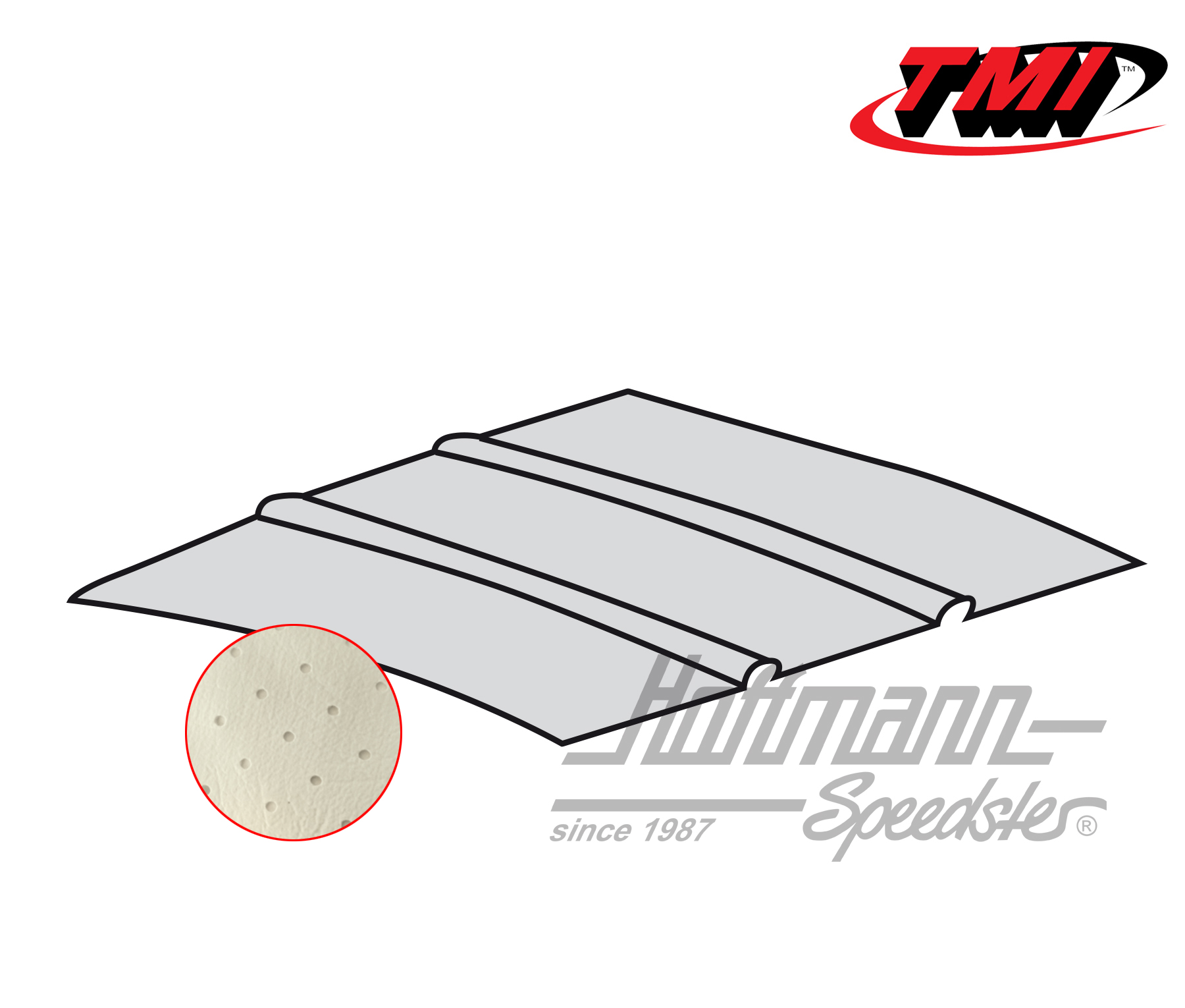Ciel de toit, Bus T1/T2, cab. double, 65-, perforé, blanc cassé | 20-2108-44 | 098-0100