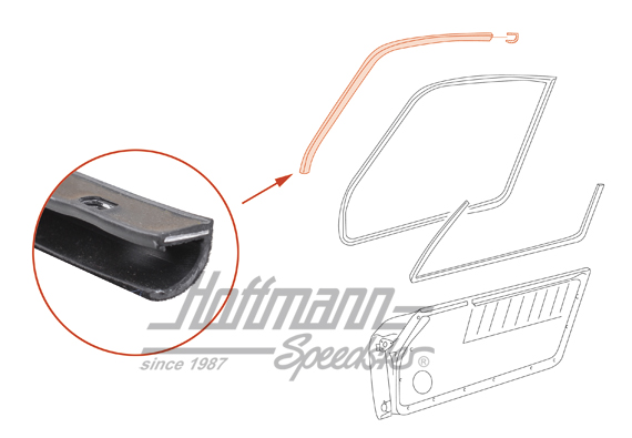 Joint de porte, colonne-A, 911 Coupé, 77-85, droite                                                 