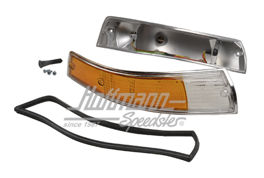 Clignotant, blanc/jaune/chromé, 65-71, droite                                                       