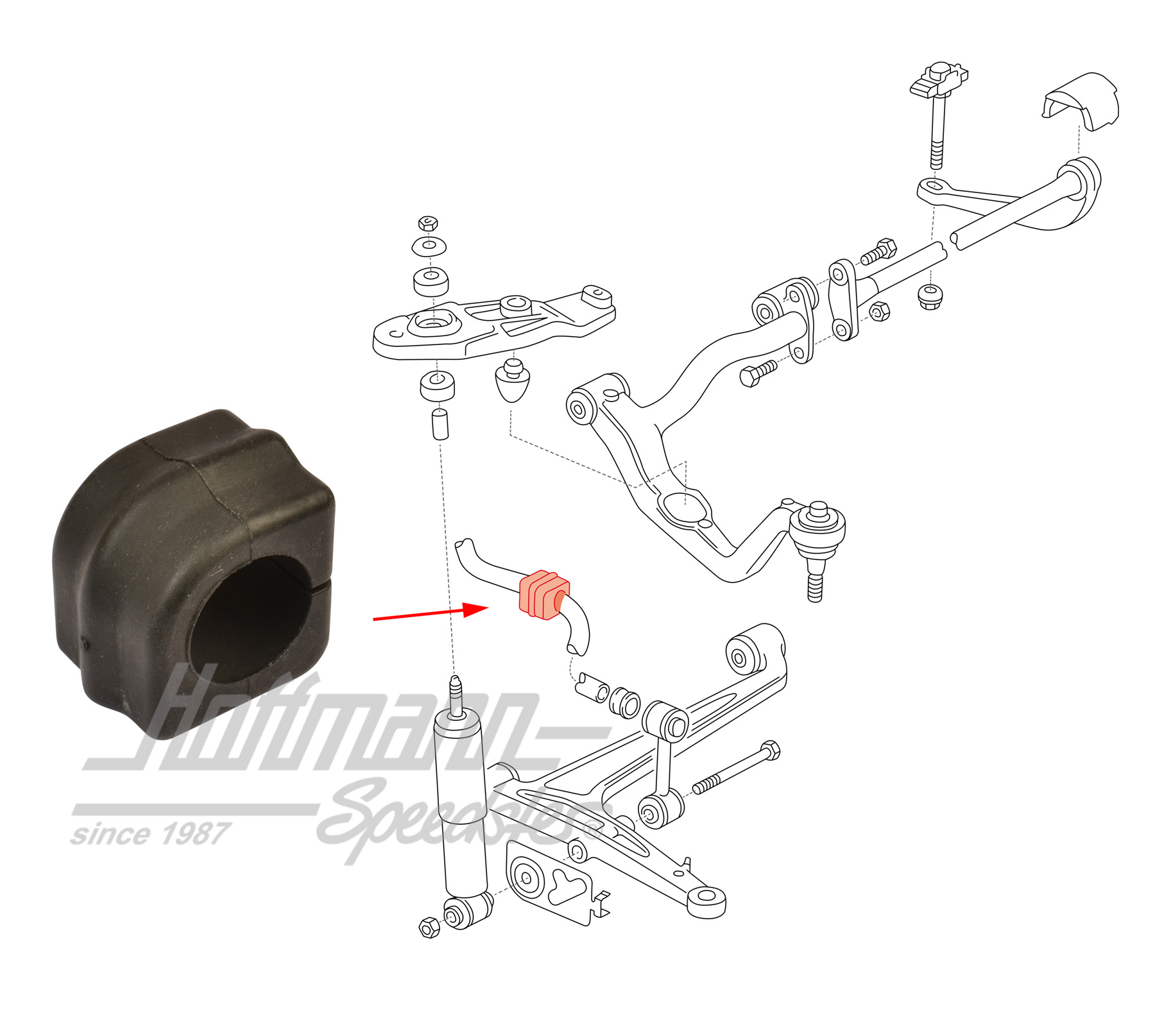 Support en caoutchouc, stabilisateur, avant, 22.6mm | 701 411 041 | 404-0560