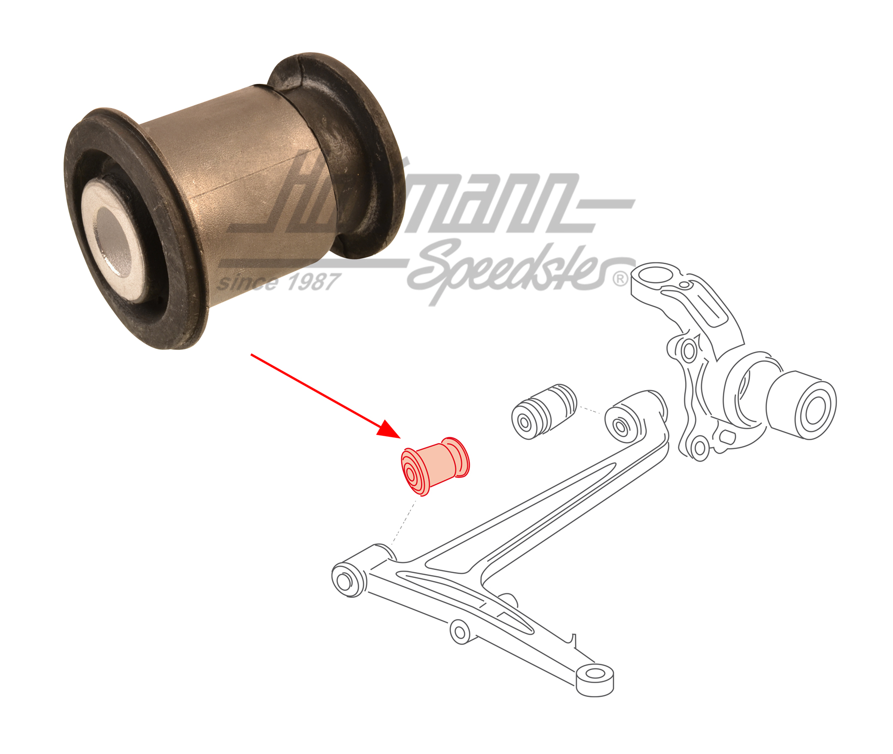 Support en caoutchouc, avant, bras triangulaire en bas, 96-03 | 7D0 407 183 | 404-0540-10