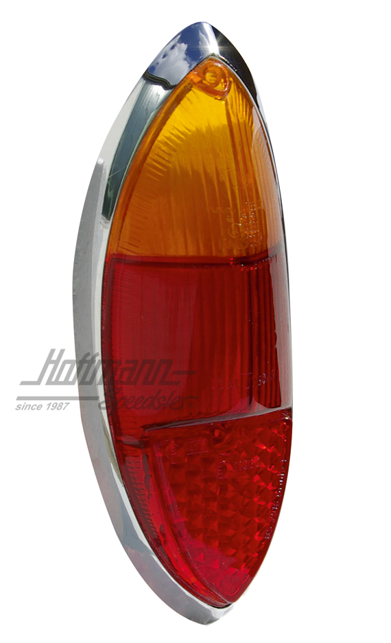 Verre de feu AR, Karmann Ghia, cadre chromé, rouge/orange                                           