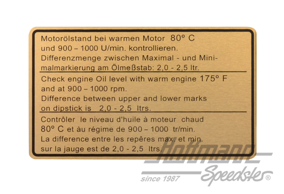 Autocollant "Niveau d'huile, 911 SC, .78-.80 | 930 006 504 00 | 580-8018