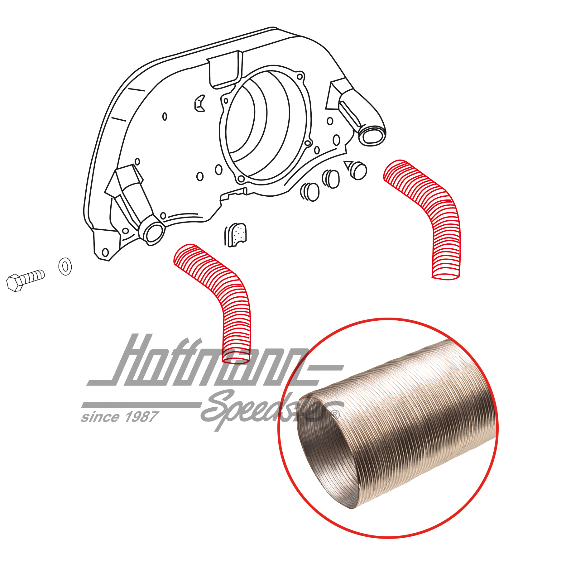 Tuyau de chauffage, aluminium, argenté | 028 129 087 A/Alu | 010-1401