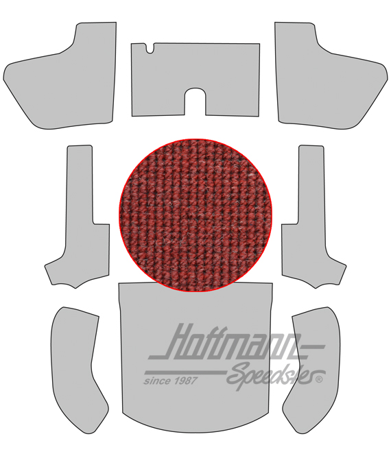 Kit moquettes, Cabriolet, 56-64, fil de poils, rouge |  | 026-5041-06