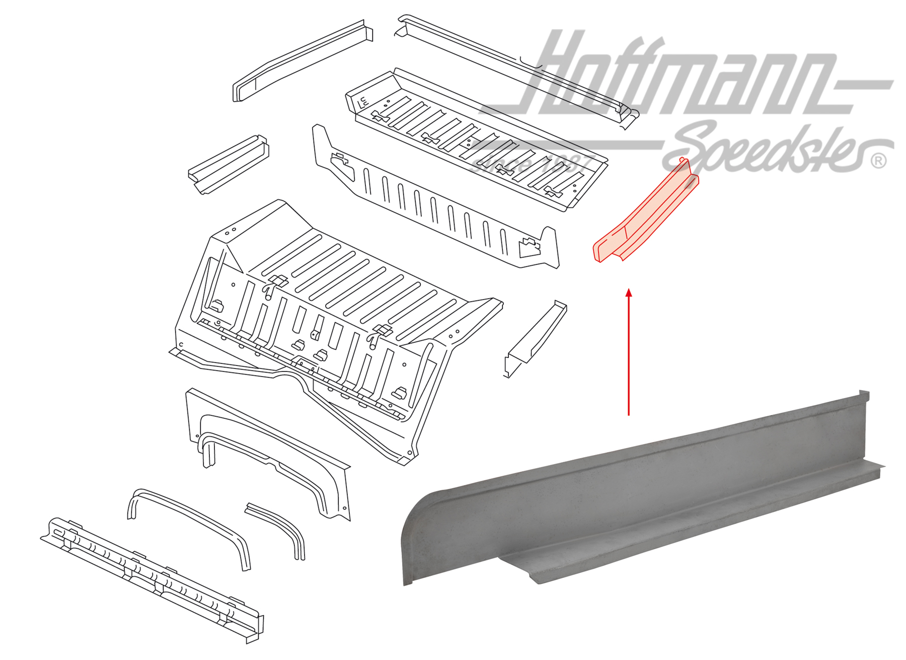 Longeron, arrière, Type 181, gauche                                                                 