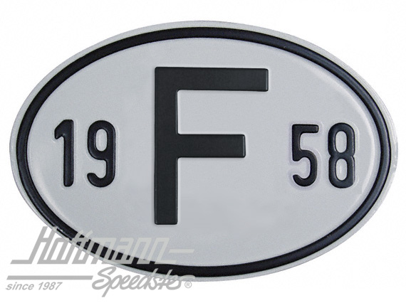 Plaque de nationalité "F", alu, avec année "1958" |  | 020-2399-58