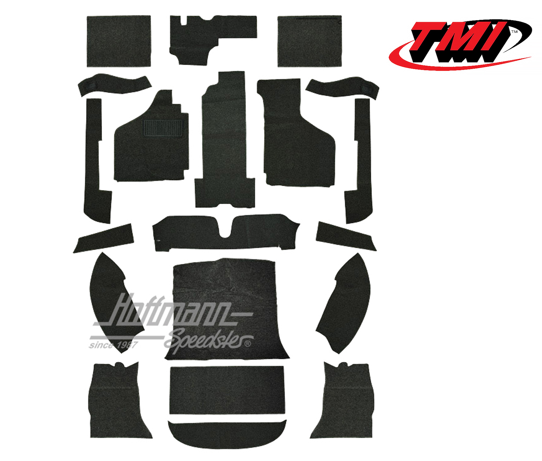Kit moquettes, Karmann Ghia Coupé, -7.68, noir | 34-F1522-301 | 066-0040-10