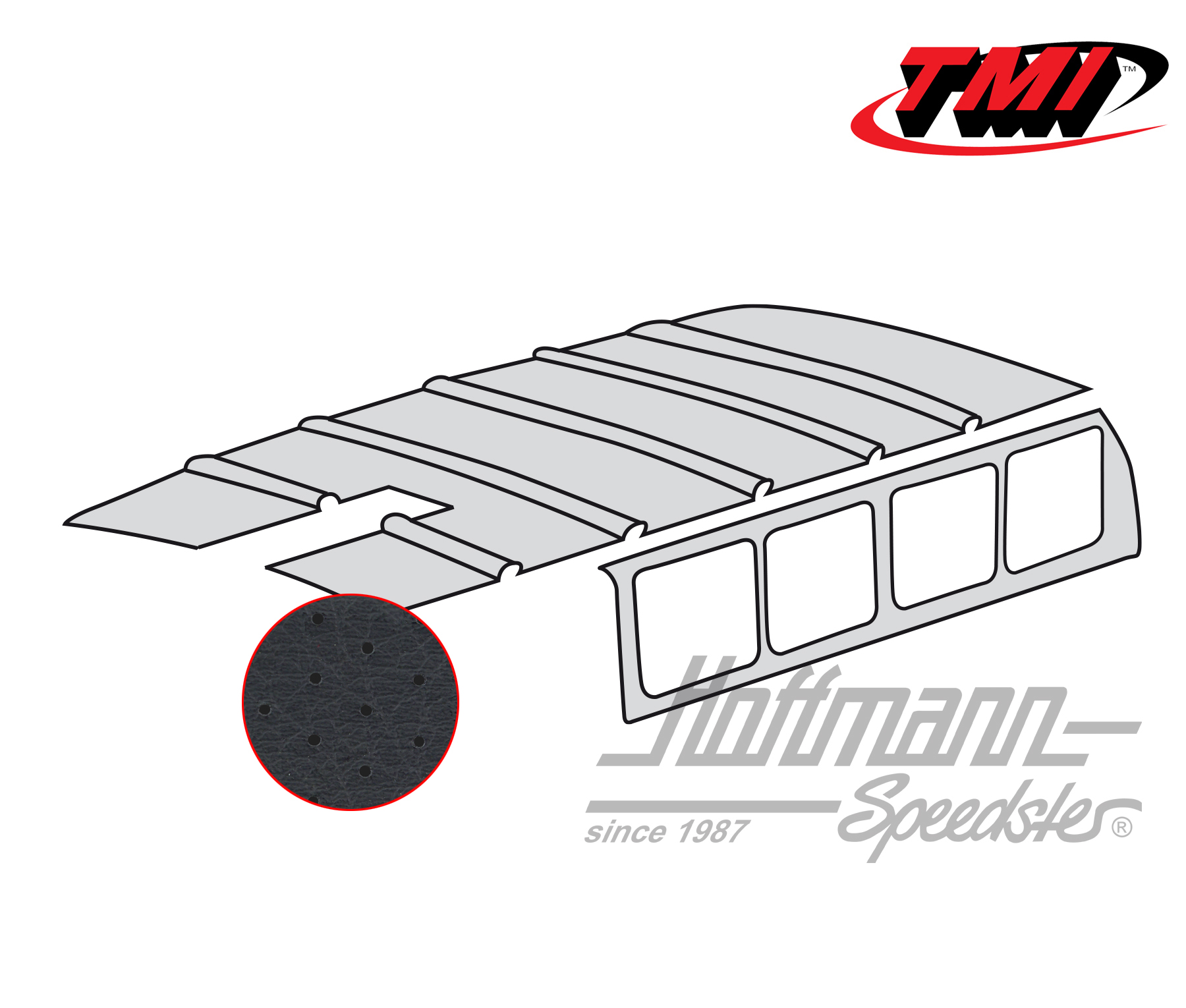 Ciel de toit, Bus T1, 55-63, noir perforé | 20-2101-45 | 098-0048