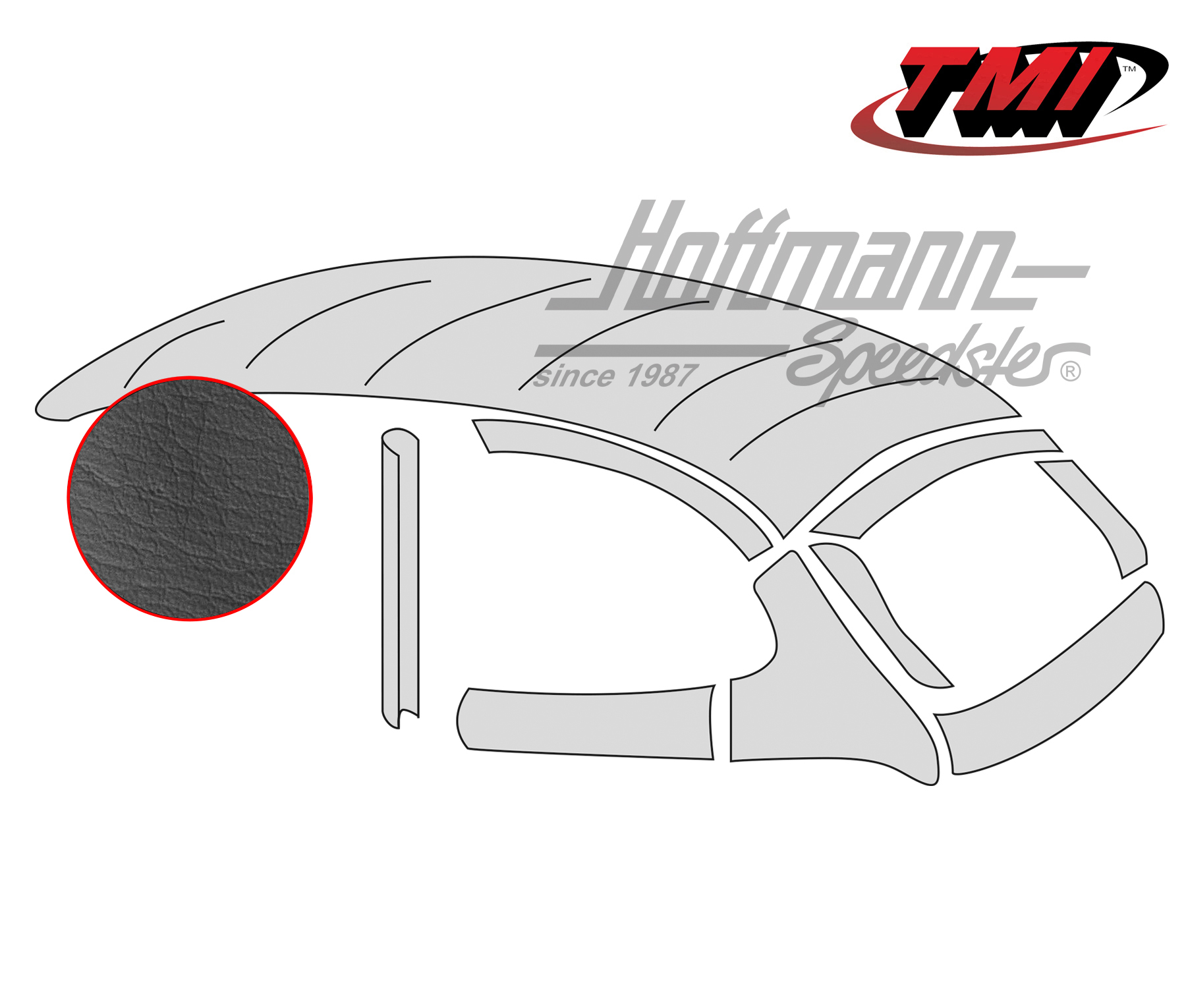 Ciel de toit, style origine, lisse, noir, 8.52-7.60 | 20-1115-49 | 055-7191-50