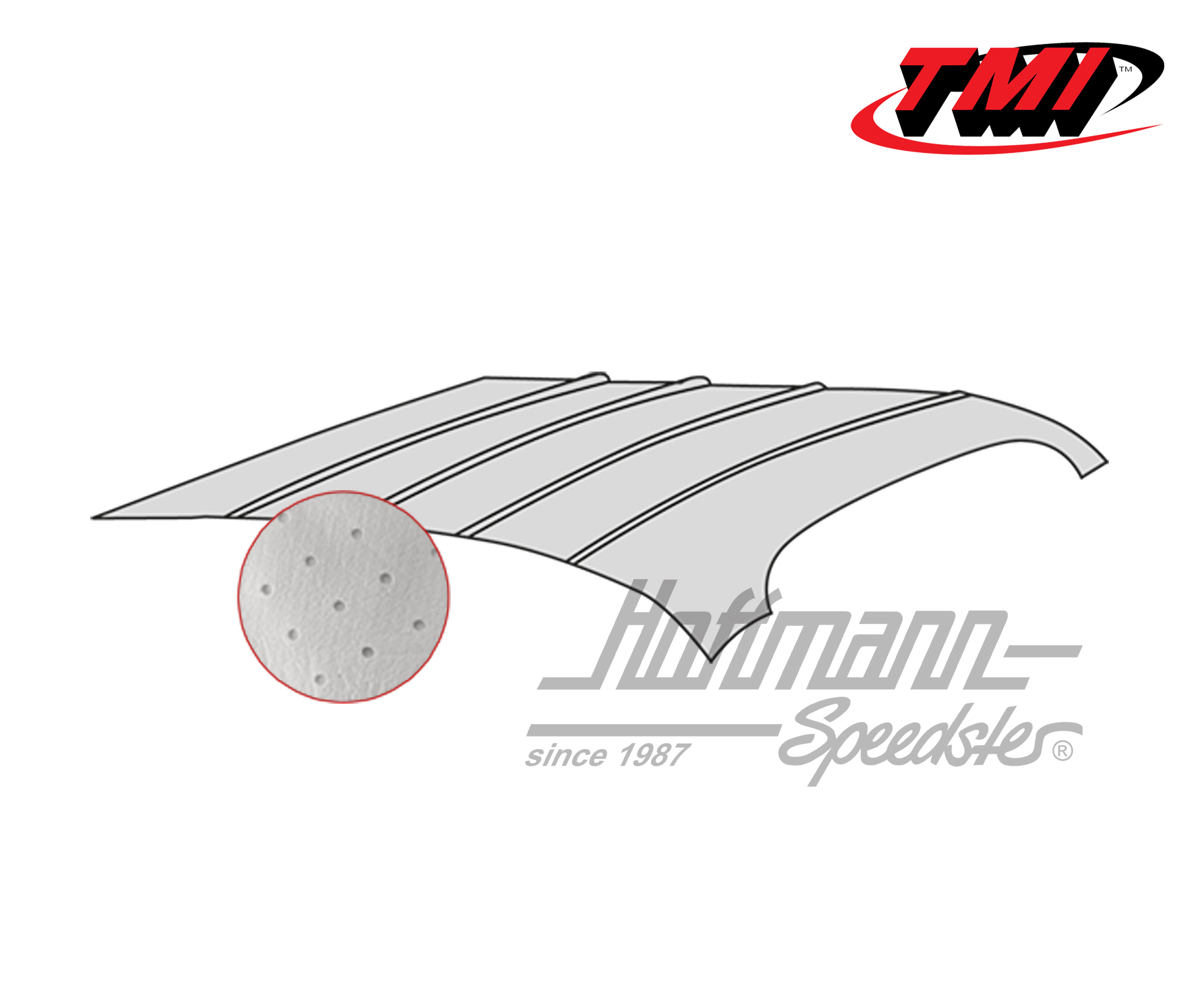 Ciel de toit, Karmann Ghia, -.74, perforé, gris | 20-1510-46 | 066-0100-30