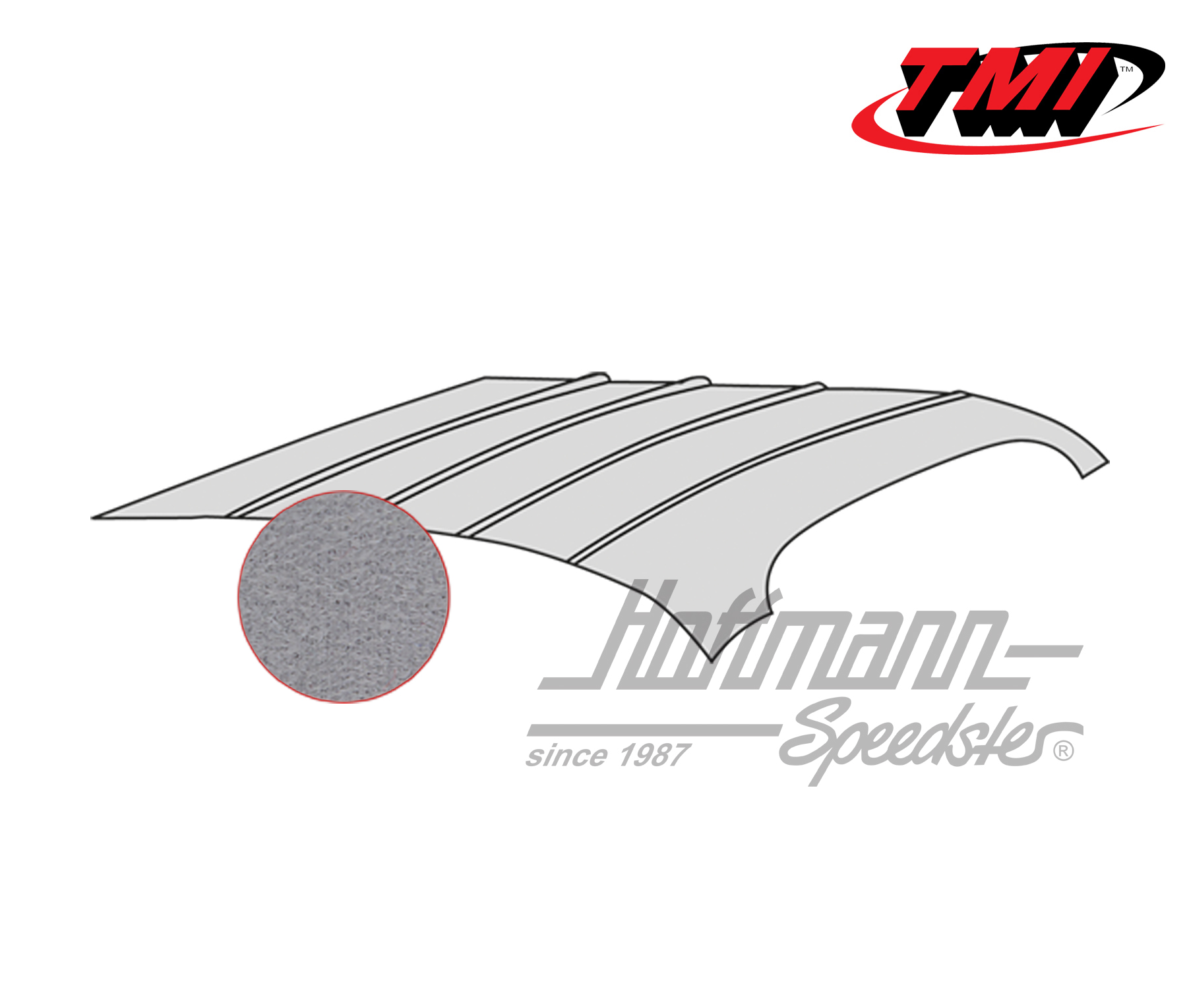 Ciel de toit, Karmann Ghia, -.74, Mohair, gris | 20-1510-75 | 066-0100-60