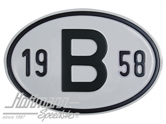 Plaque de nationalité "B", alu, avec année "1958" |  | 020-2397-58
