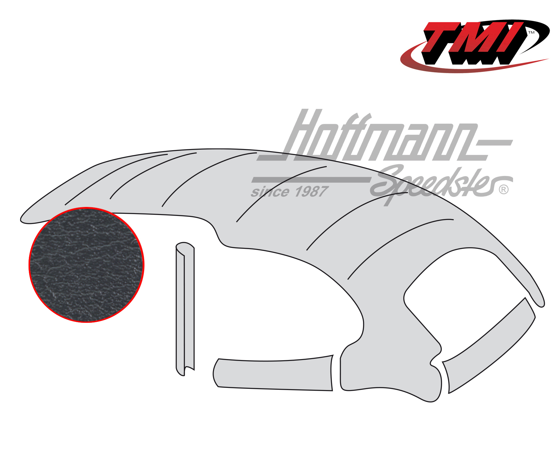 Ciel de toit, universel, avec toit ouvrant en acier, lisse, noir, 8.63-7.67 | 20-1104-49 | 055-7156