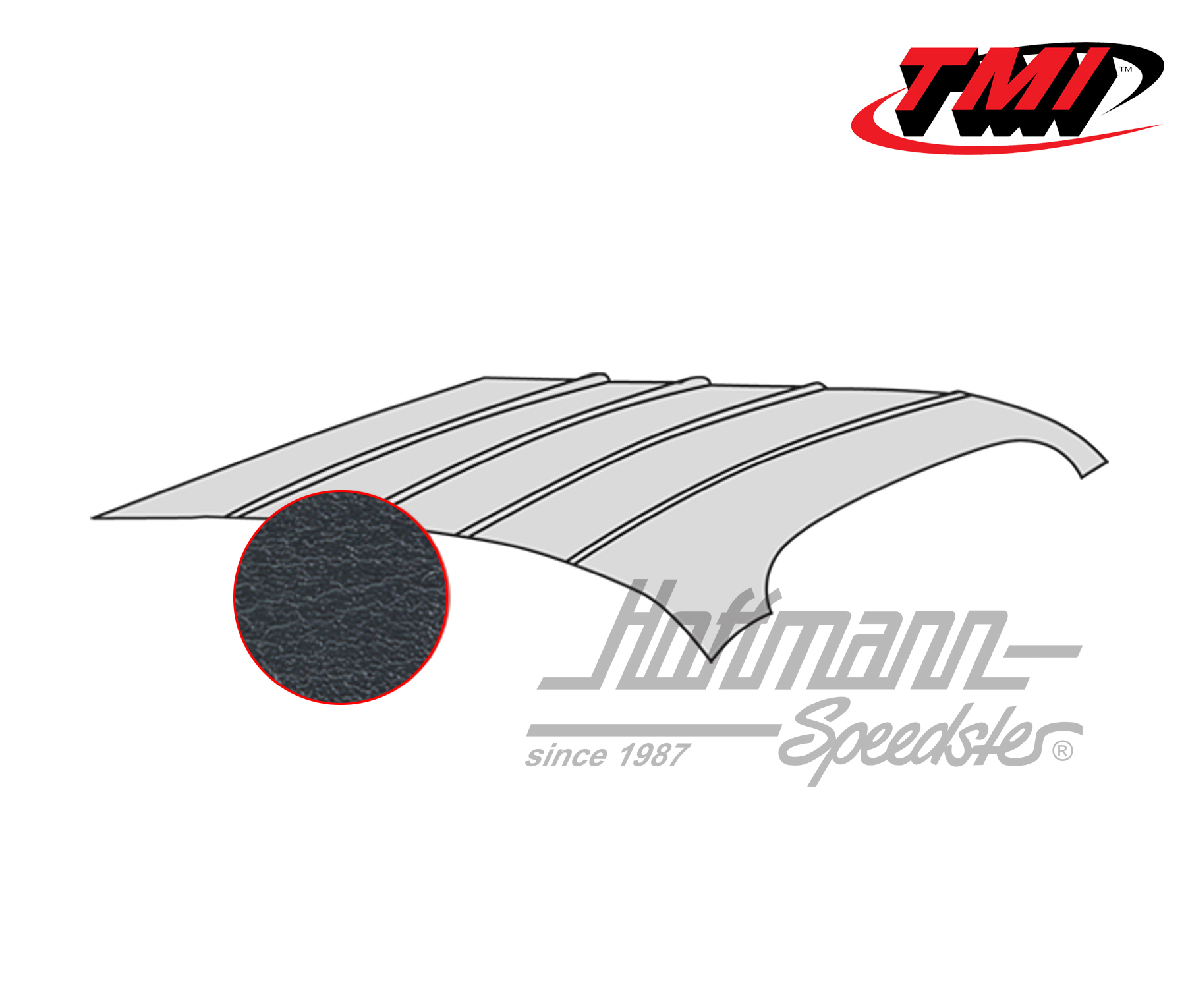 Ciel de toit, Karmann Ghia, -.74, lisse, noir | 20-1510-49 | 066-0100-50