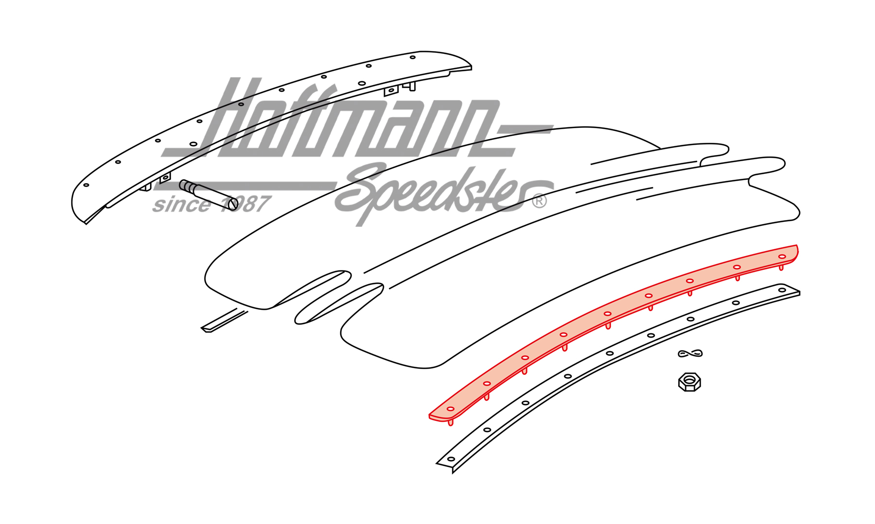 Bande de serrage, toit pliant, arrière, 7.56-                                                       
