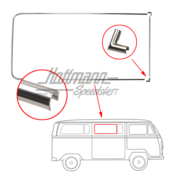 Cadre décoratif, aluminium, vitre latérale, milieu, partagée | 241 853 345 | 097-1280-14