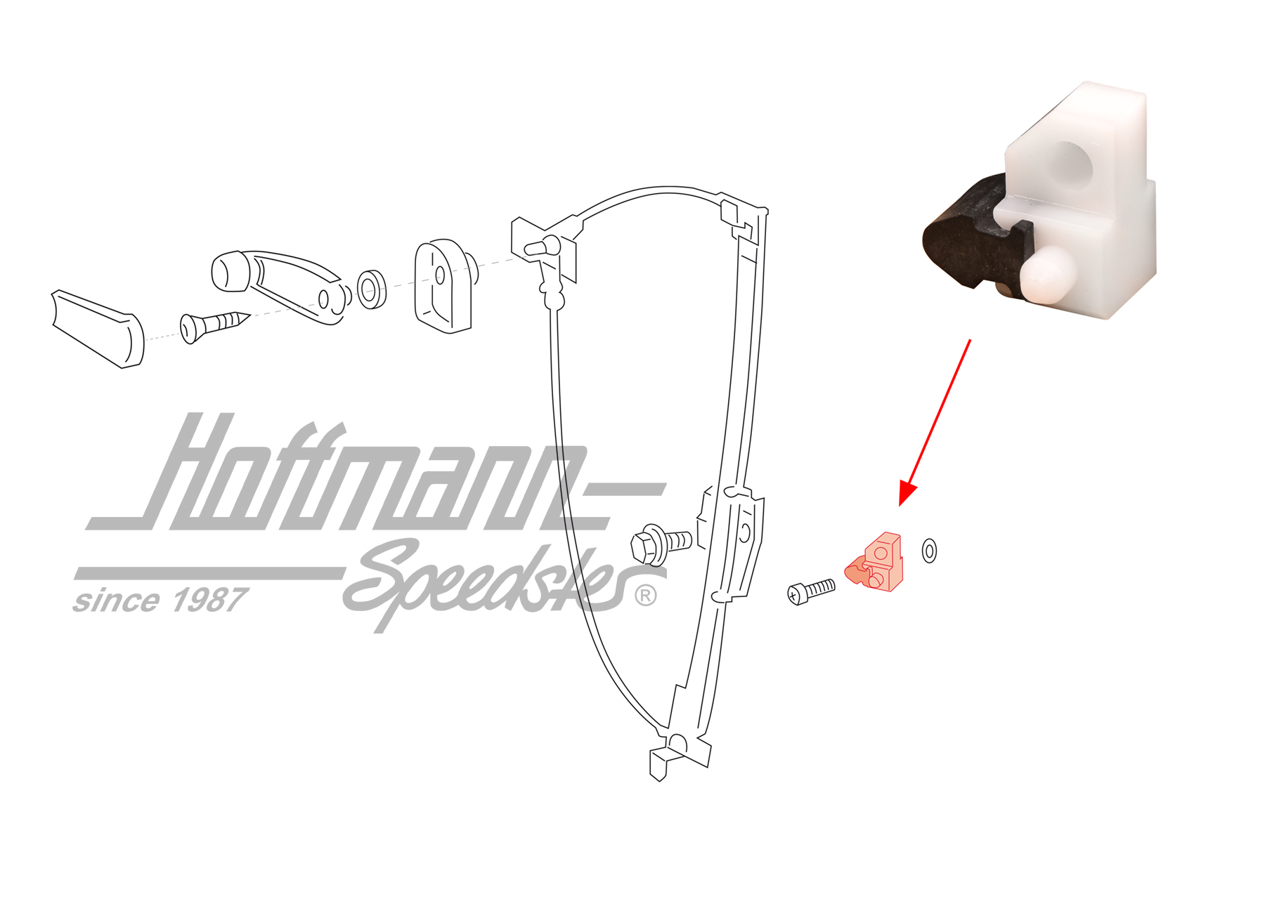 Arrêt, lève-vitre, 1.96-6.03, gauche | 701 837 445 | 408-1270-08