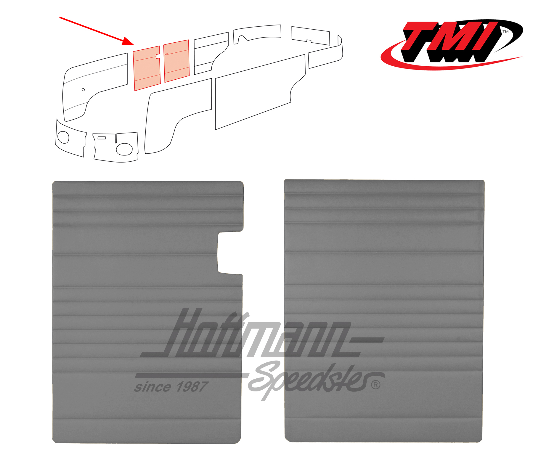 Panneaux de porte à charnière, 55-67, gris | 10-2113-16 | 098-0570-03