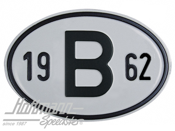 Plaque de nationalité "B", alu, avec année "1962" |  | 020-2397-62