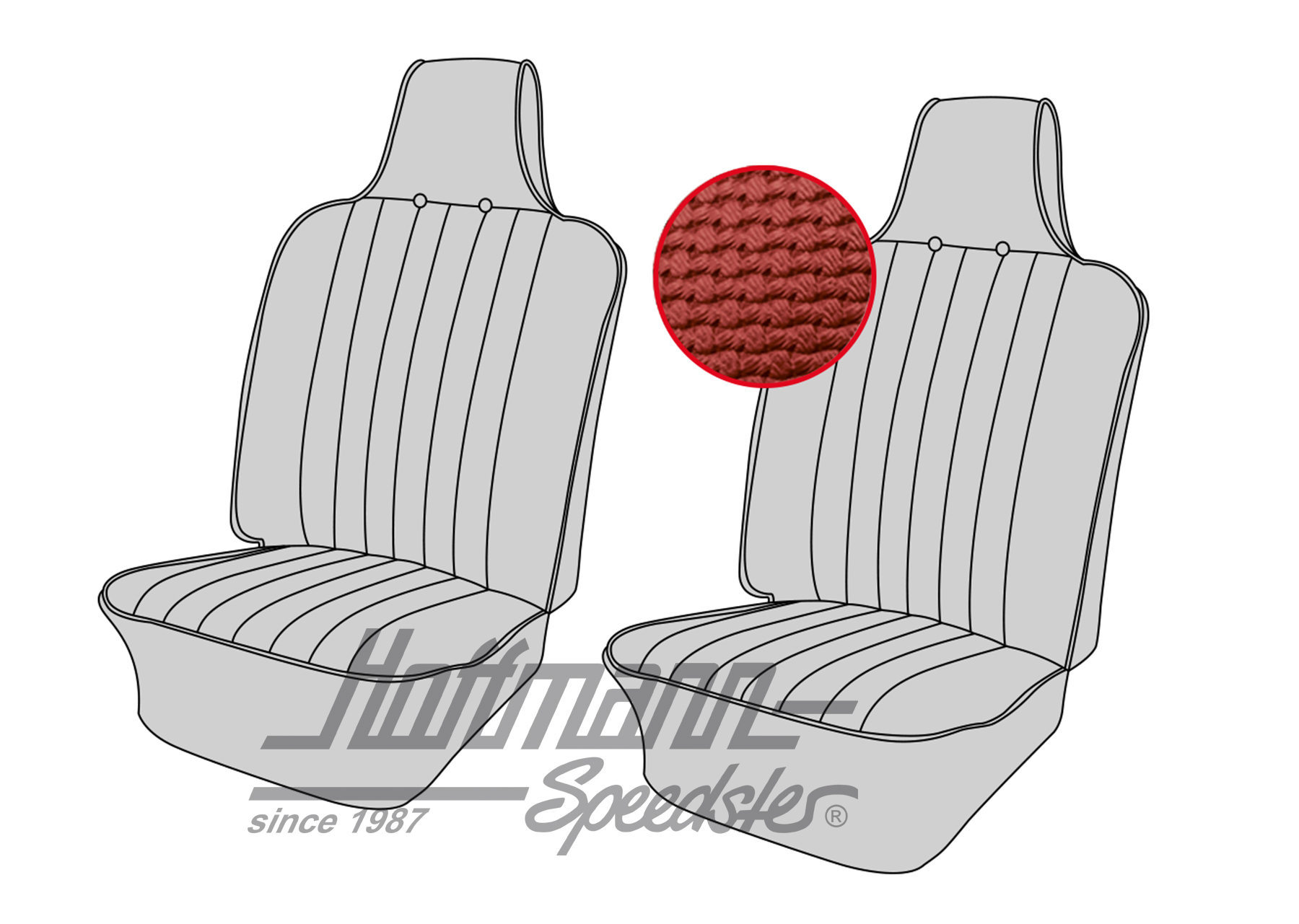 Housses de sièges, avant, 
Type 3, 8.69-7.72, rouges | 43-3004-07 | 069-9609-07