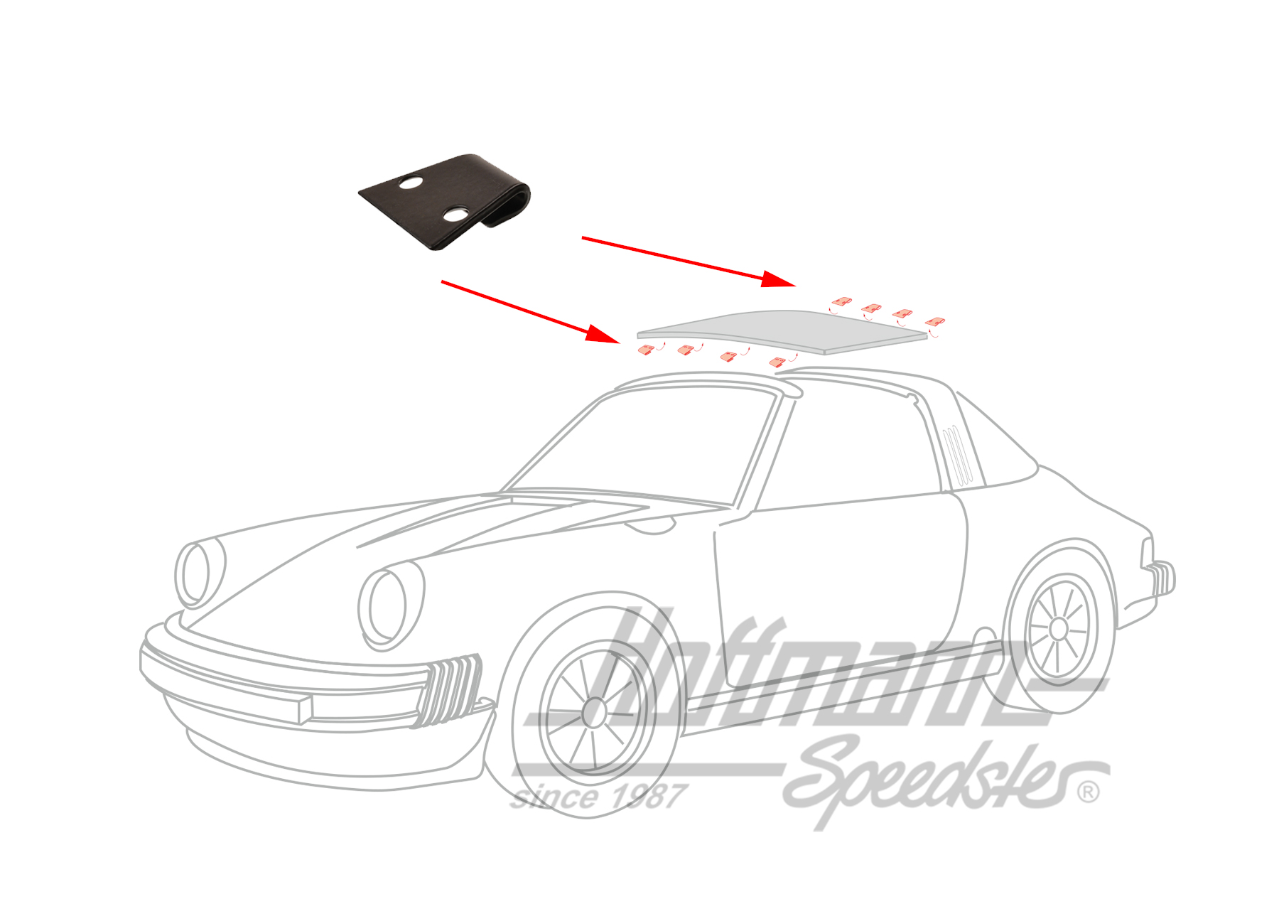 Fermeture à verrou, toit Targa, 911/964                                                             