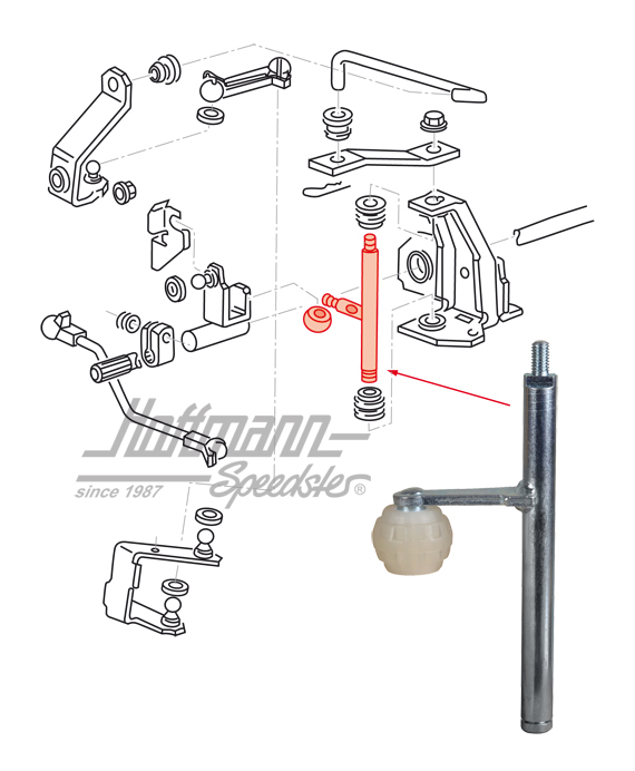 Arbre de déviation, commande de vitesses, 1.6-1.8 | 191 711 173 B | 207-2130
